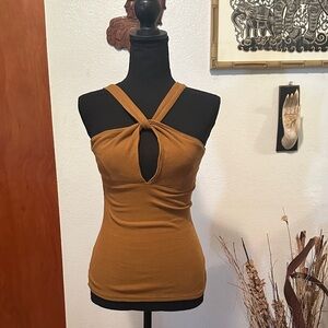 Free People Women's Tan Twist-Front Top